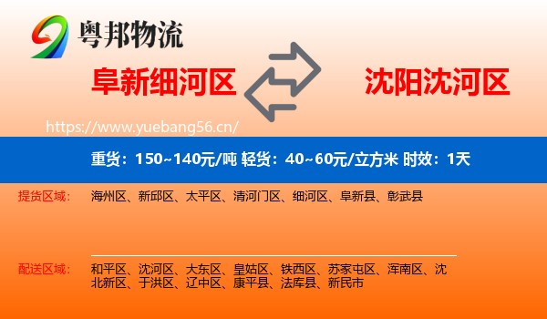 阜新细河区到沈河区物流专线名片