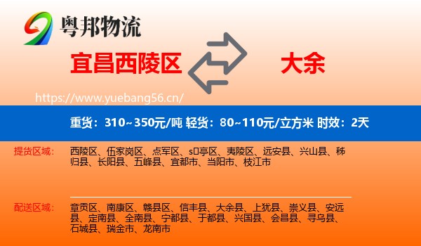 宜昌西陵区到大余县物流专线名片