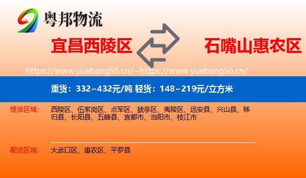 宜昌西陵区到惠农区物流