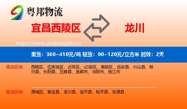 宜昌西陵区到龙川县物流专线名片