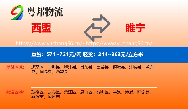 西盟到睢宁县物流
