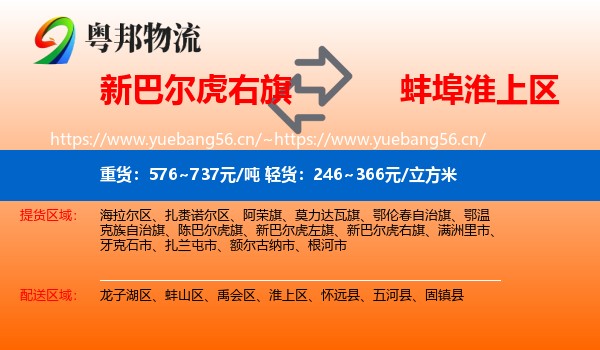 新巴尔虎右旗到淮上区物流
