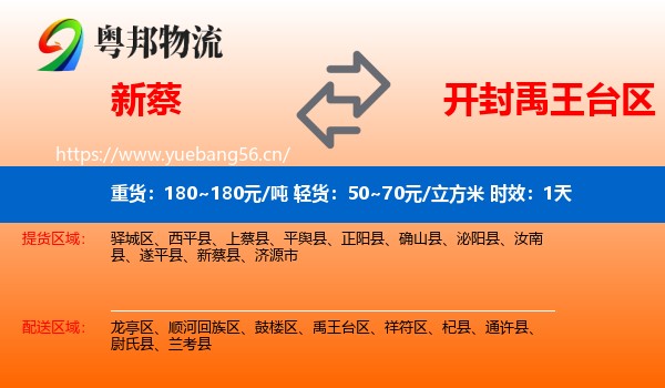 新蔡到禹王台区物流专线名片
