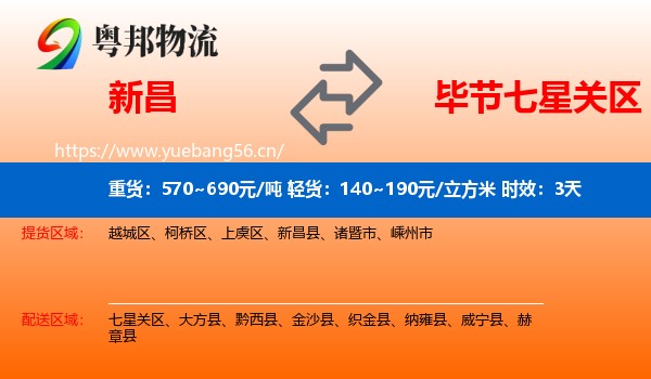 新昌到七星关区物流专线名片
