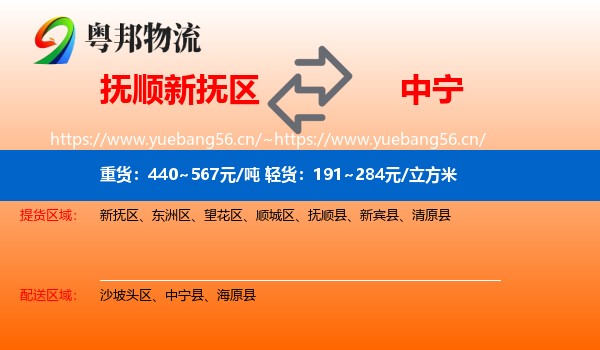 抚顺新抚区到中宁县物流