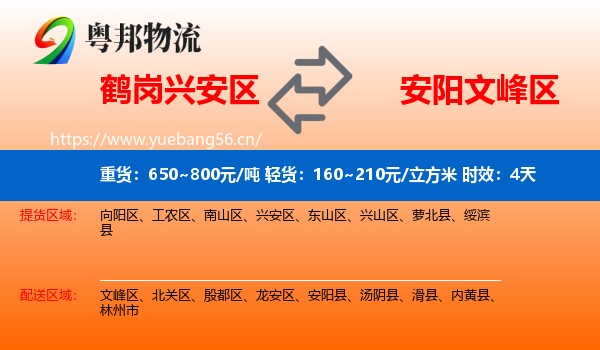 鹤岗兴安区到文峰区物流专线名片
