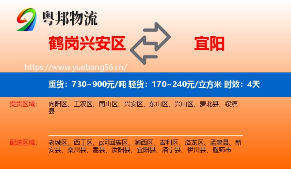 鹤岗兴安区到宜阳县物流专线名片