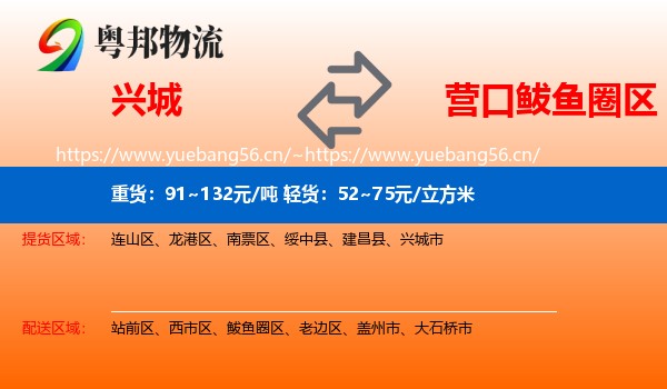 兴城到鲅鱼圈区物流