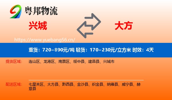 兴城到大方县物流专线名片