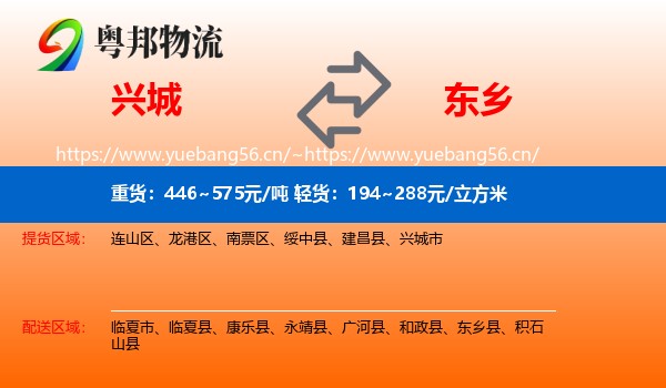 兴城到东乡县物流