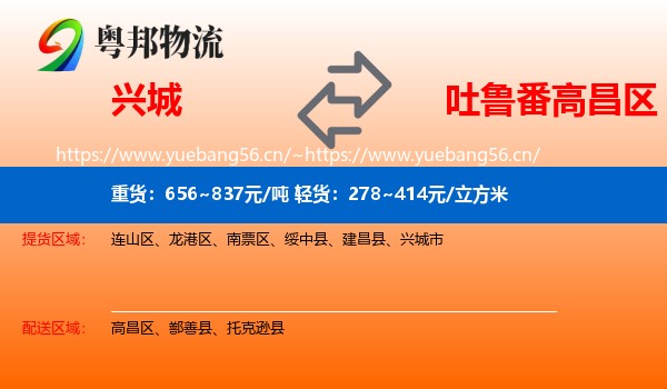 兴城到高昌区物流