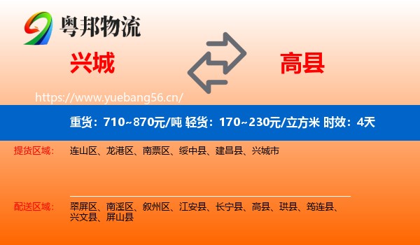 兴城到高县物流专线名片