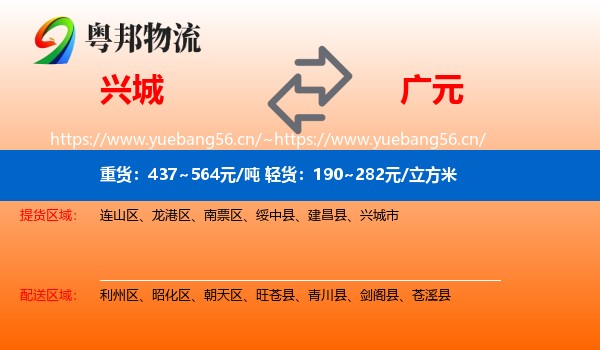 兴城到广元物流