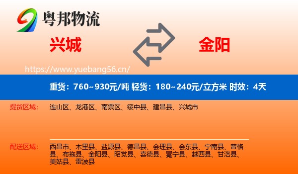 兴城到金阳县物流专线名片