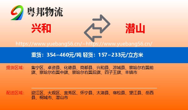 兴和到潜山市物流