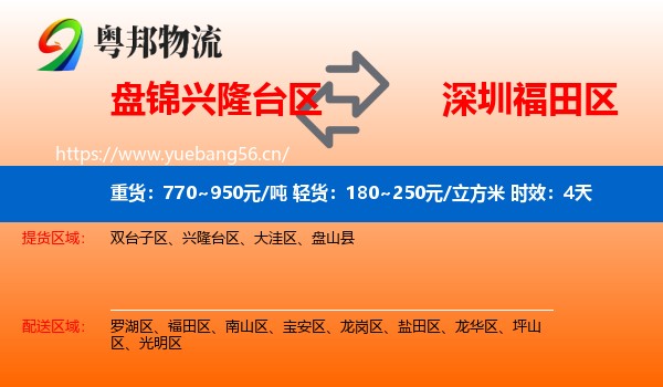 盘锦兴隆台区到福田区物流专线名片