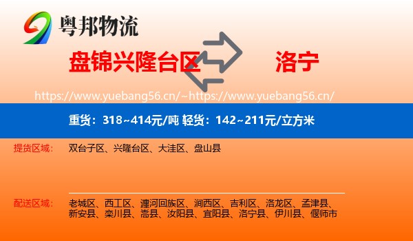 盘锦兴隆台区到洛宁县物流