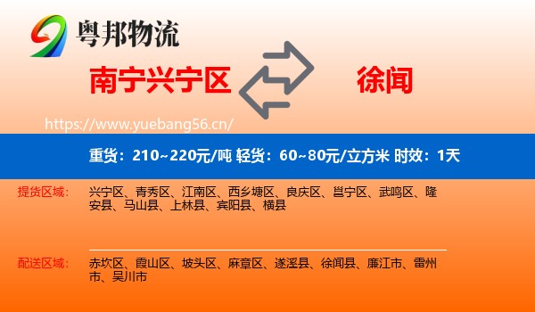 南宁兴宁区到徐闻县物流专线名片