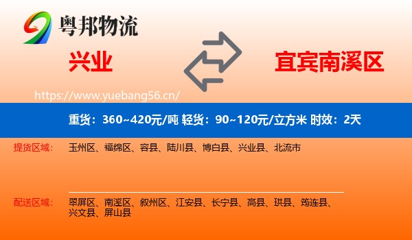 兴业到南溪区物流专线名片