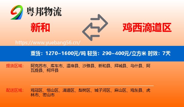 新和到滴道区物流专线名片