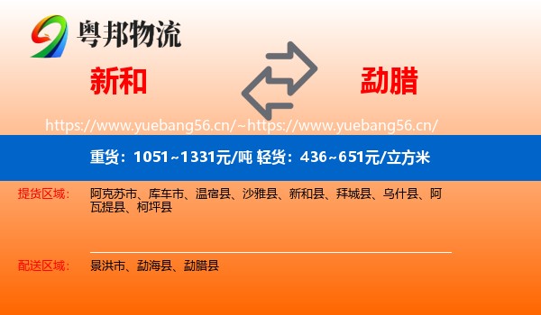 新和到勐腊县物流