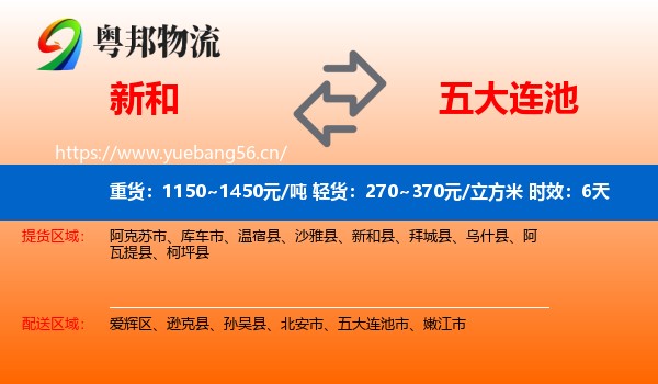 新和到五大连池市物流专线名片
