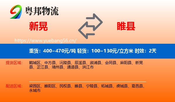 新晃到睢县物流专线名片