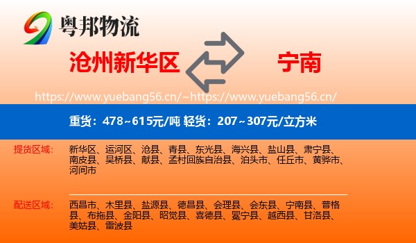 沧州新华区到宁南县物流