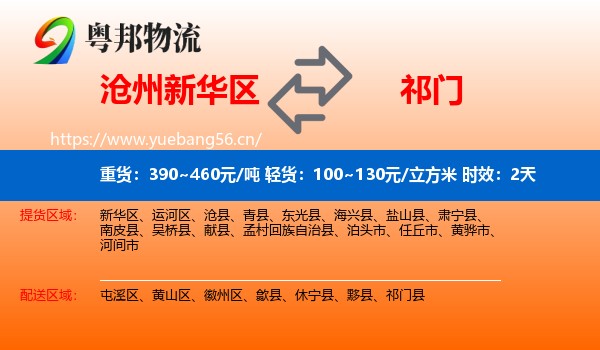 沧州新华区到祁门县物流专线名片