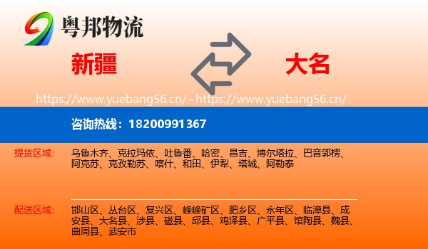 新疆到大名县物流