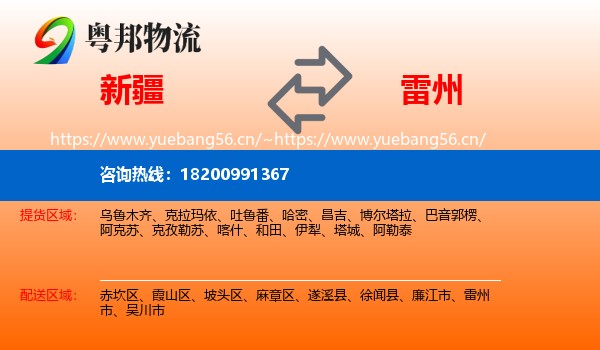 新疆到雷州市物流