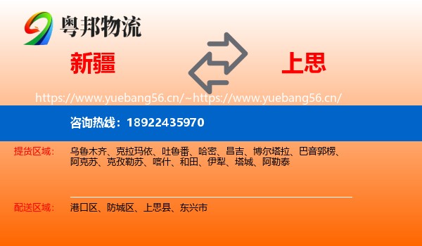 新疆到上思县物流