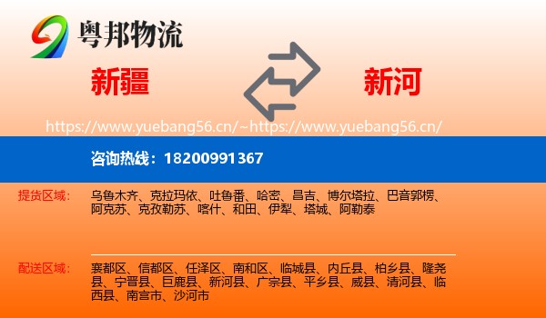 新疆到新河县物流