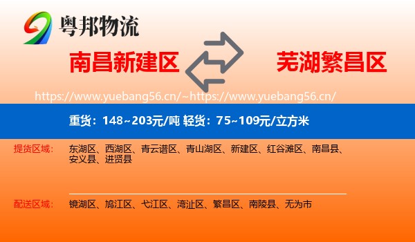 南昌新建区到繁昌区物流