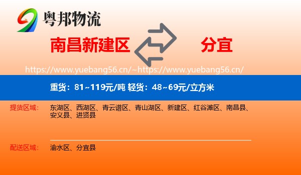 南昌新建区到分宜县物流