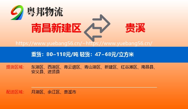 南昌新建区到贵溪市物流