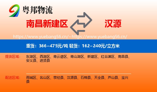 南昌新建区到汉源县物流