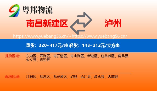 南昌新建区到泸州物流