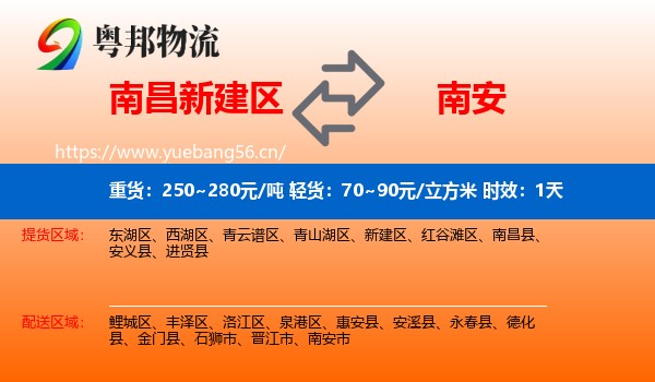 南昌新建区到南安市物流专线名片