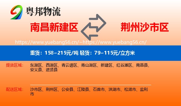 南昌新建区到沙市区物流