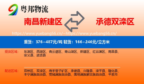 南昌新建区到双滦区物流