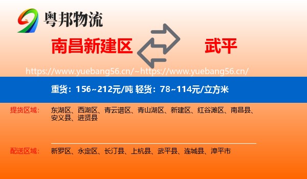 南昌新建区到武平县物流