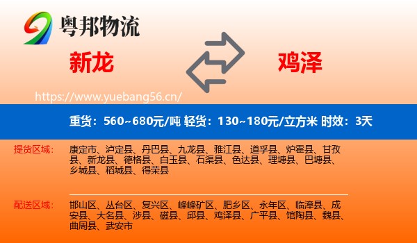 新龙到鸡泽县物流 新龙到鸡泽县物流专线名片