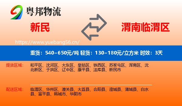 新民到临渭区物流专线名片