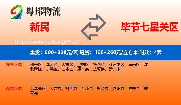 新民到七星关区物流专线名片