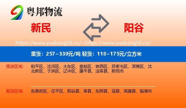 新民到阳谷县物流