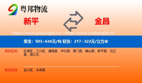 新平到金昌物流