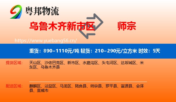 乌鲁木齐新市区到师宗县物流专线名片