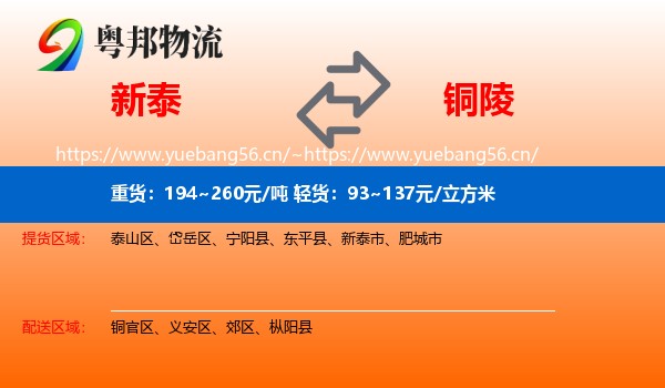 新泰市到铜陵物流专线