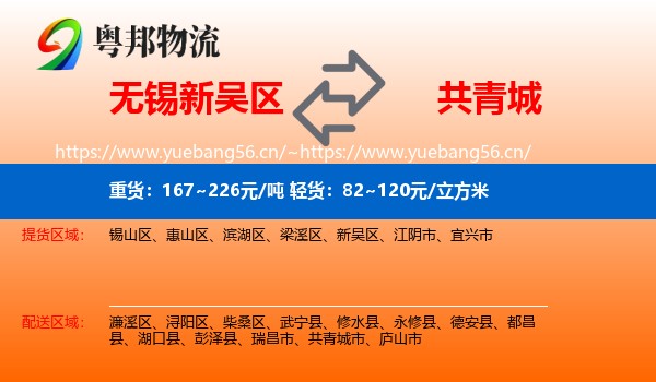 无锡新吴区到共青城市物流